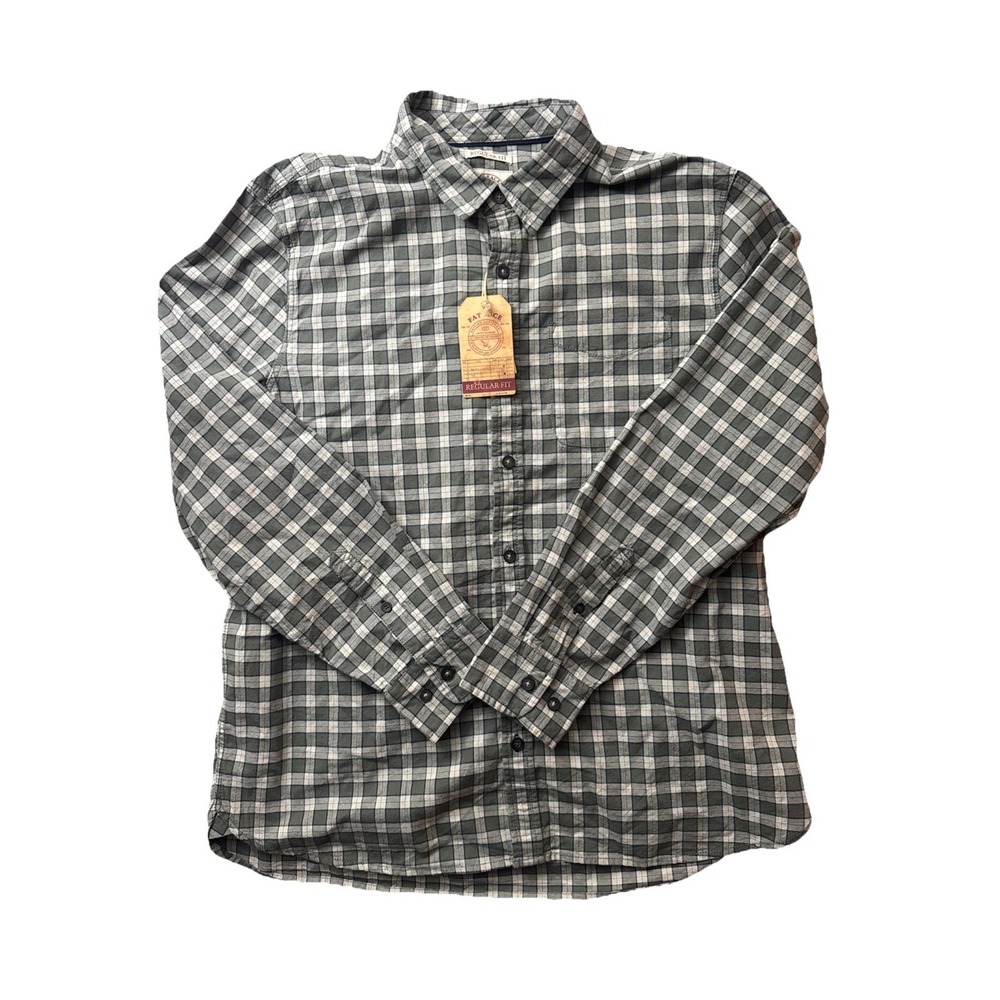 Fat Face Men's Shirt XL Green Plaid Regular Fit Long Sleeve Button Up